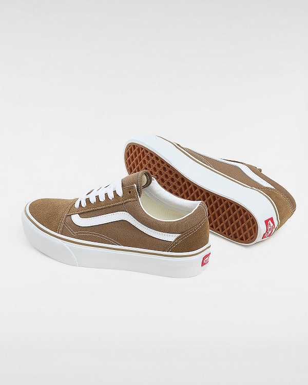 Women Vans Old Skool Platform Shoes Brown Malaysia | VN7583642