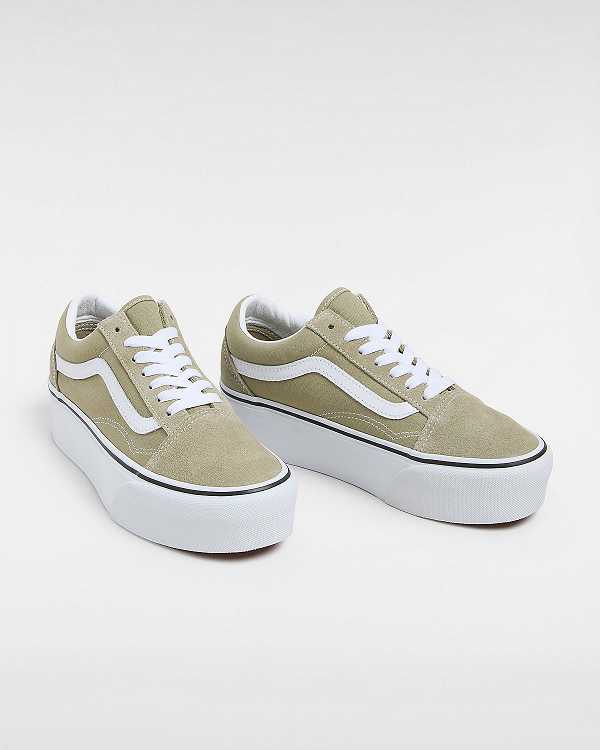 Women Vans Old Skool Platform Shoes Green Malaysia | VN7438912