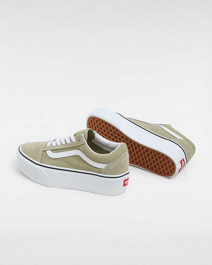 Women Vans Old Skool Platform Shoes Green Malaysia | VN7438912