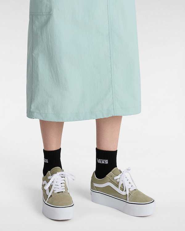 Women Vans Old Skool Platform Shoes Green Malaysia | VN7438912