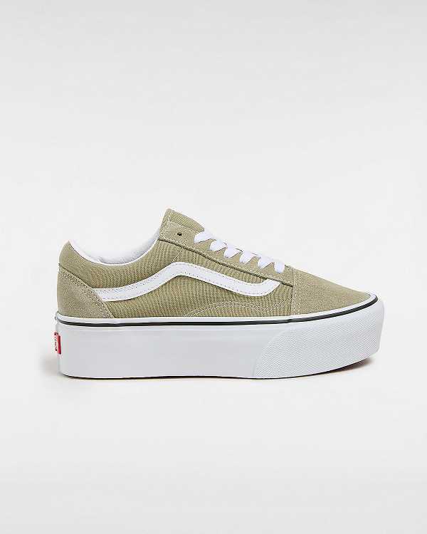 Women Vans Old Skool Platform Shoes Green Malaysia | VN7438912