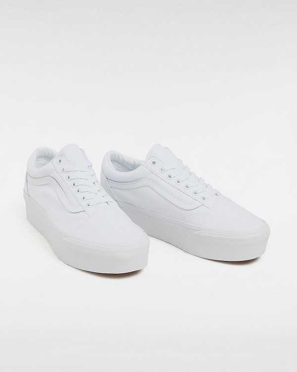 Women Vans Old Skool Platform Shoes White Malaysia | VN8195237