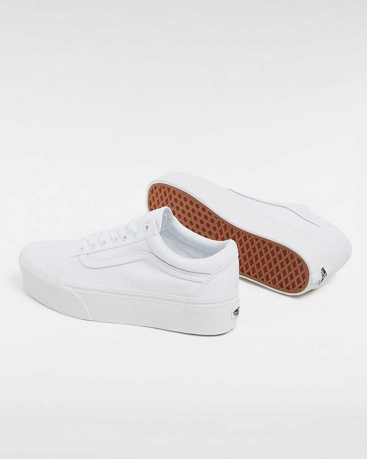 Women Vans Old Skool Platform Shoes White Malaysia | VN8195237