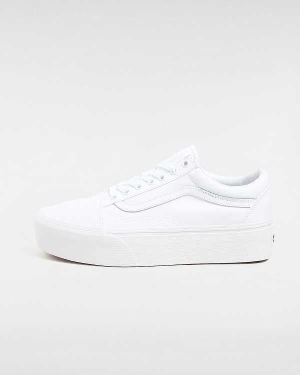 Women Vans Old Skool Platform Shoes White Malaysia | VN8195237