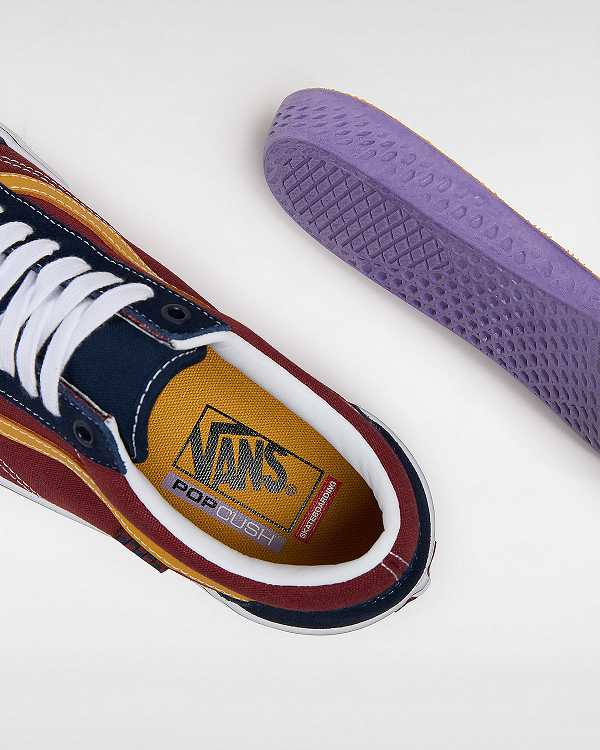 Women Vans Old Skool Skate Shoes Blue / Burgundy Malaysia | VN0428591