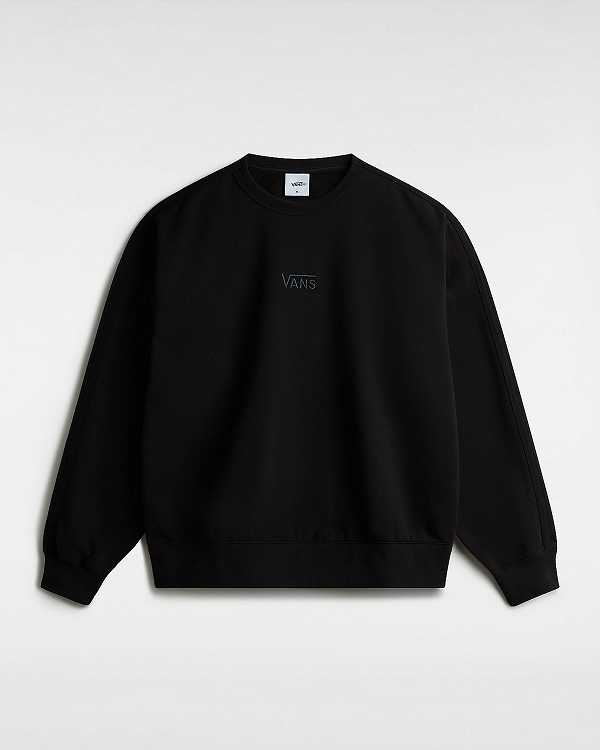 Women Vans Premium Logo Crew Sweatshirt Black Malaysia | VN5278096