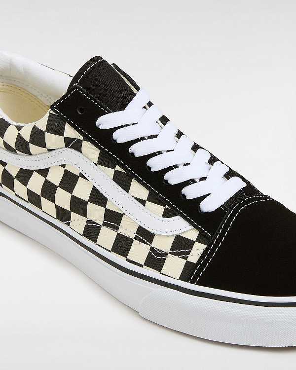 Women Vans Primary Check Old Skool Sneakers Black / White Malaysia | VN7062384