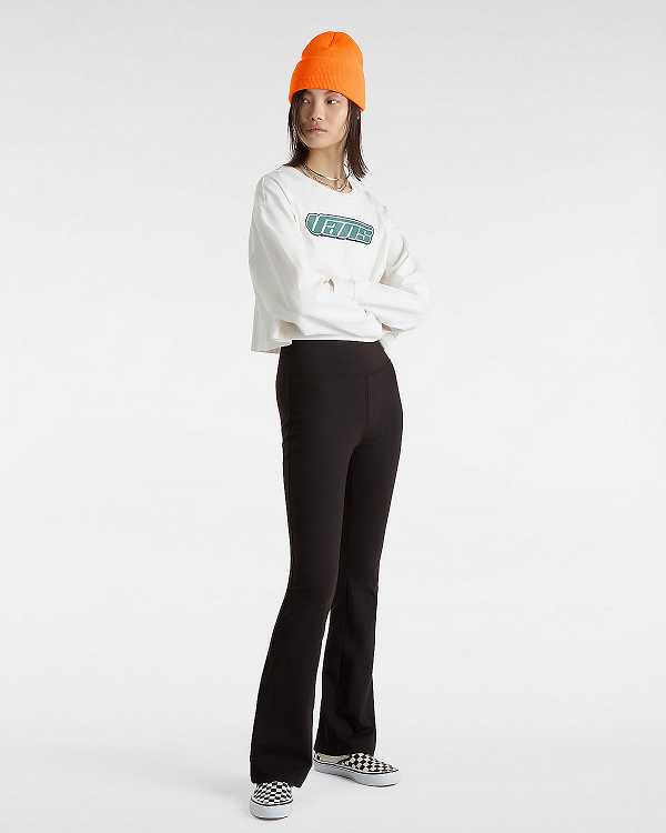 Women Vans Retro V Hook and Loop Relaxed Long Sleeve Crop T Shirts White Malaysia | VN7642158