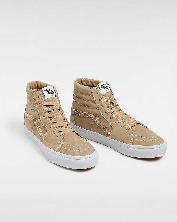 Women Vans Sk8-Hi Pig Suede Skate Shoes Beige Malaysia | VN0251984