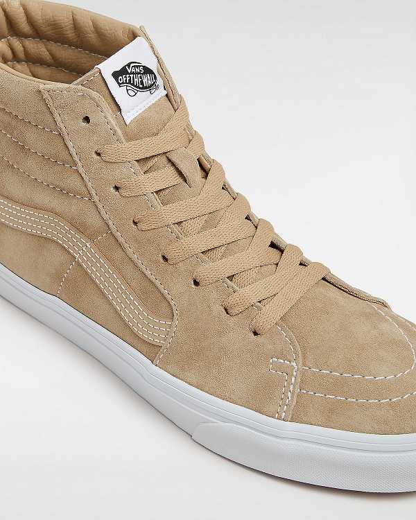 Women Vans Sk8-Hi Pig Suede Skate Shoes Beige Malaysia | VN0251984