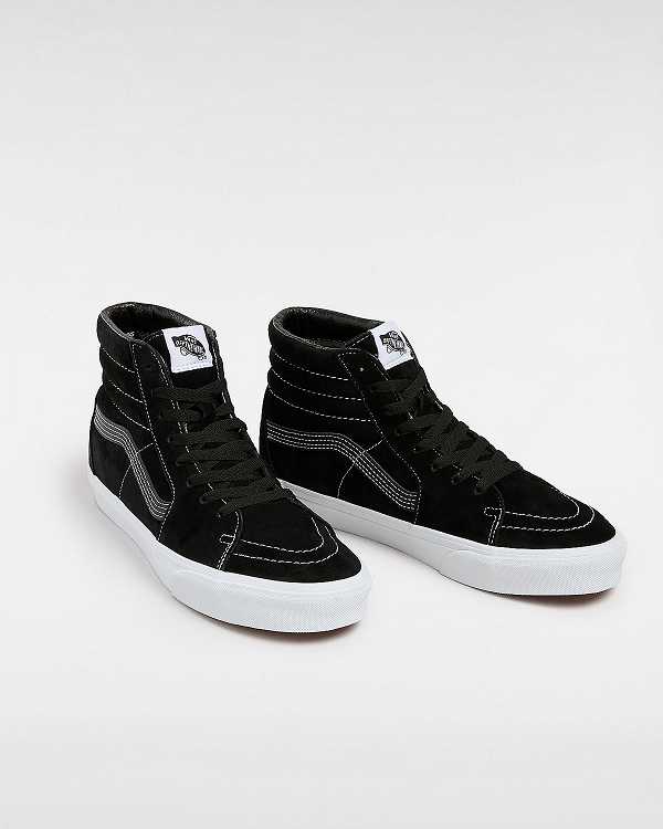 Women Vans Sk8-Hi Pig Suede Skate Shoes Black Malaysia | VN7690158