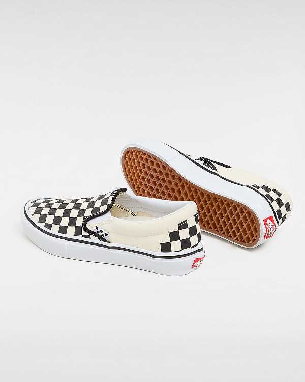 Women Vans Skate Checkerboard Slip On Shoes Black / White Malaysia | VN9317856