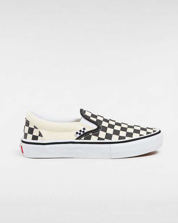 Women Vans Skate Checkerboard Slip On Shoes Black / White Malaysia | VN9317856