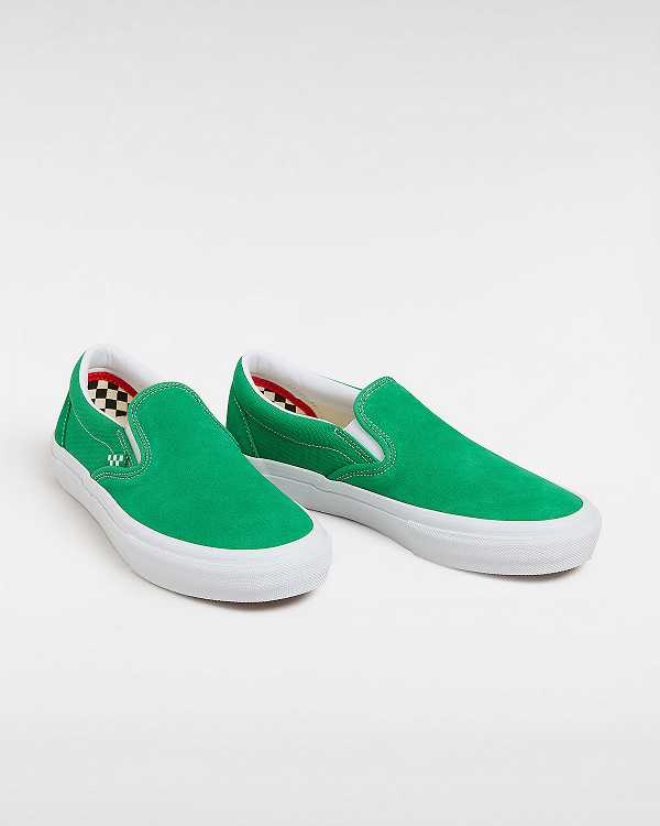 Women Vans Skate Slip On Shoes Green / White Malaysia | VN7409862