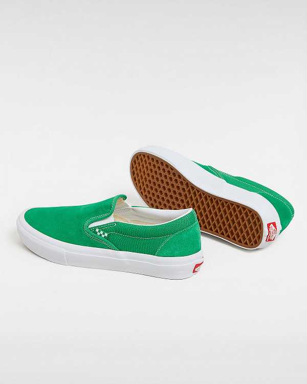 Women Vans Skate Slip On Shoes Green / White Malaysia | VN7409862