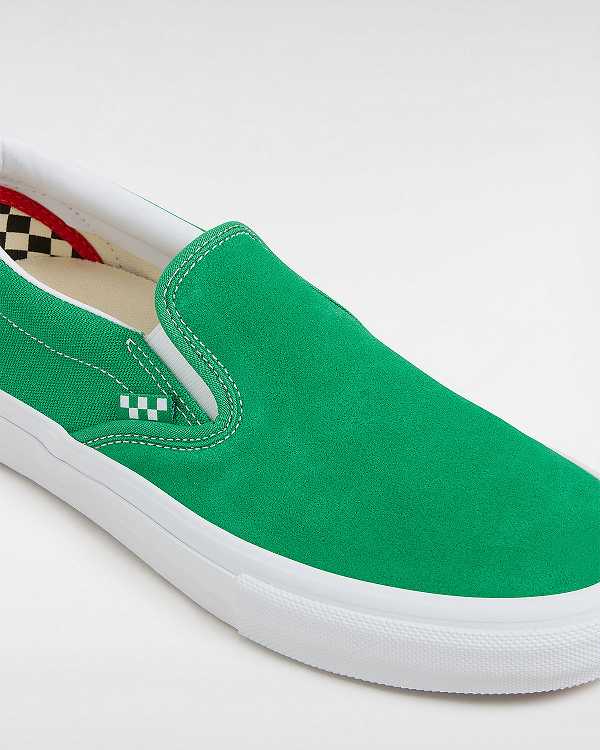 Women Vans Skate Slip On Shoes Green / White Malaysia | VN7409862