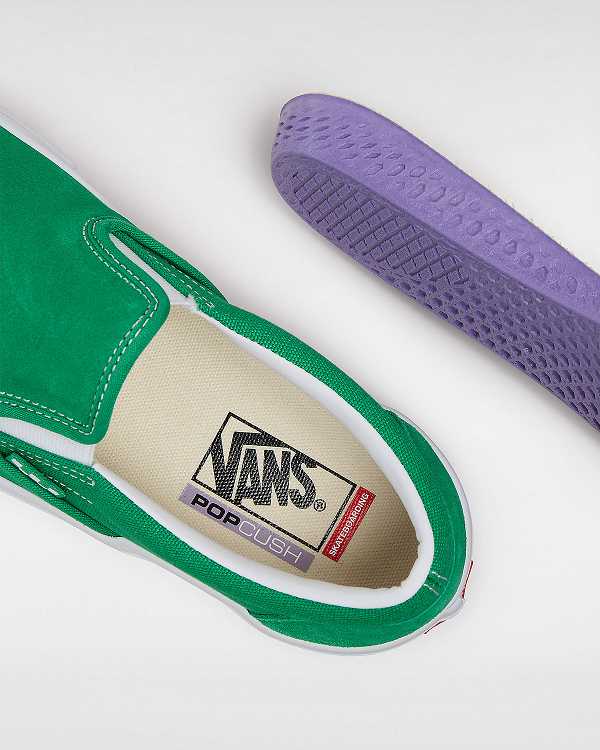 Women Vans Skate Slip On Shoes Green / White Malaysia | VN7409862