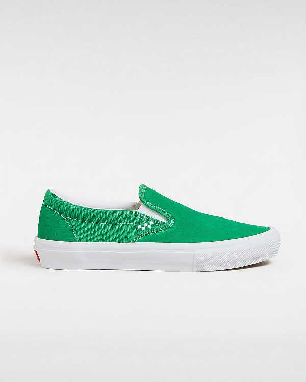 Women Vans Skate Slip On Shoes Green / White Malaysia | VN7409862