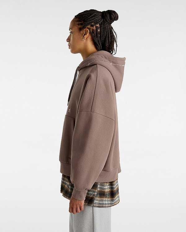 Women Vans Skate Wire Loose Hoodie Brown Malaysia | VN1935784