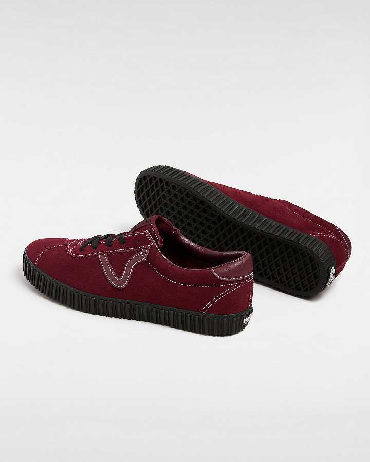 Women Vans Sport Low Creeper Suede Sneakers Black / Red Malaysia | VN1706529