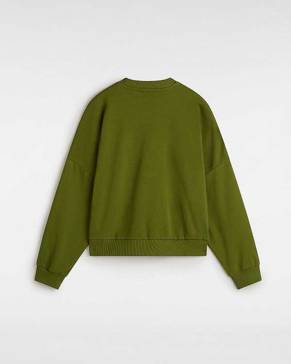 Women Vans Stadium French Terry Loose Crew Sweatshirt Green Malaysia | VN4837210