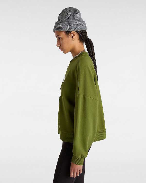 Women Vans Stadium French Terry Loose Crew Sweatshirt Green Malaysia | VN4837210