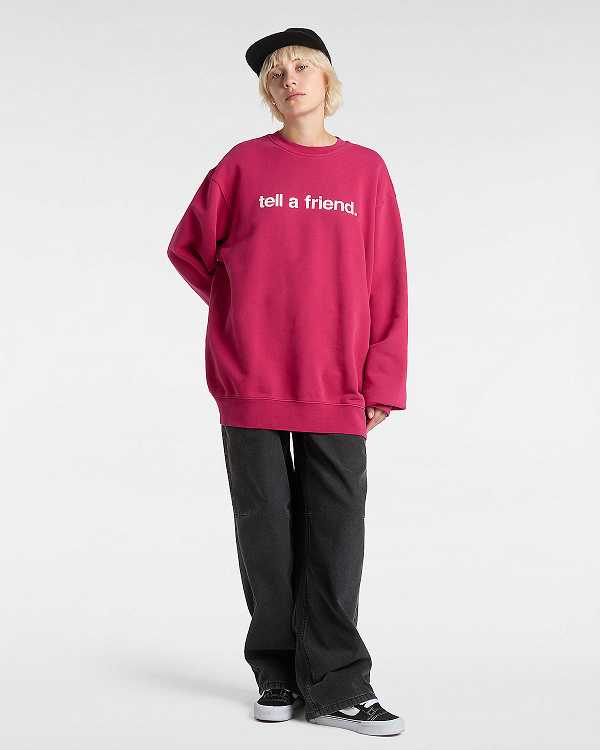 Women Vans Tell a Friend Crew Sweatshirt Red Malaysia | VN7540932