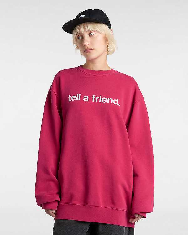 Women Vans Tell a Friend Crew Sweatshirt Red Malaysia | VN7540932