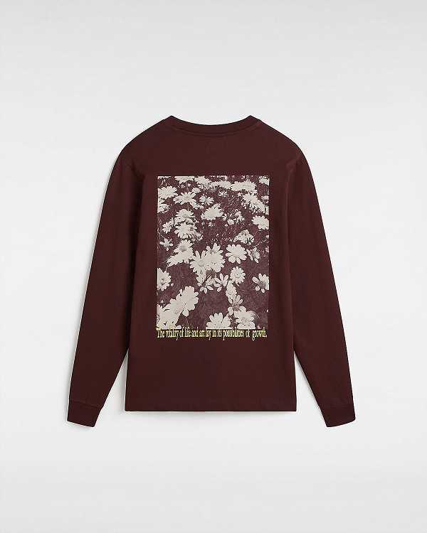 Women Vans Vitality Fields Long Sleeve T Shirts Brown Malaysia | VN6972418